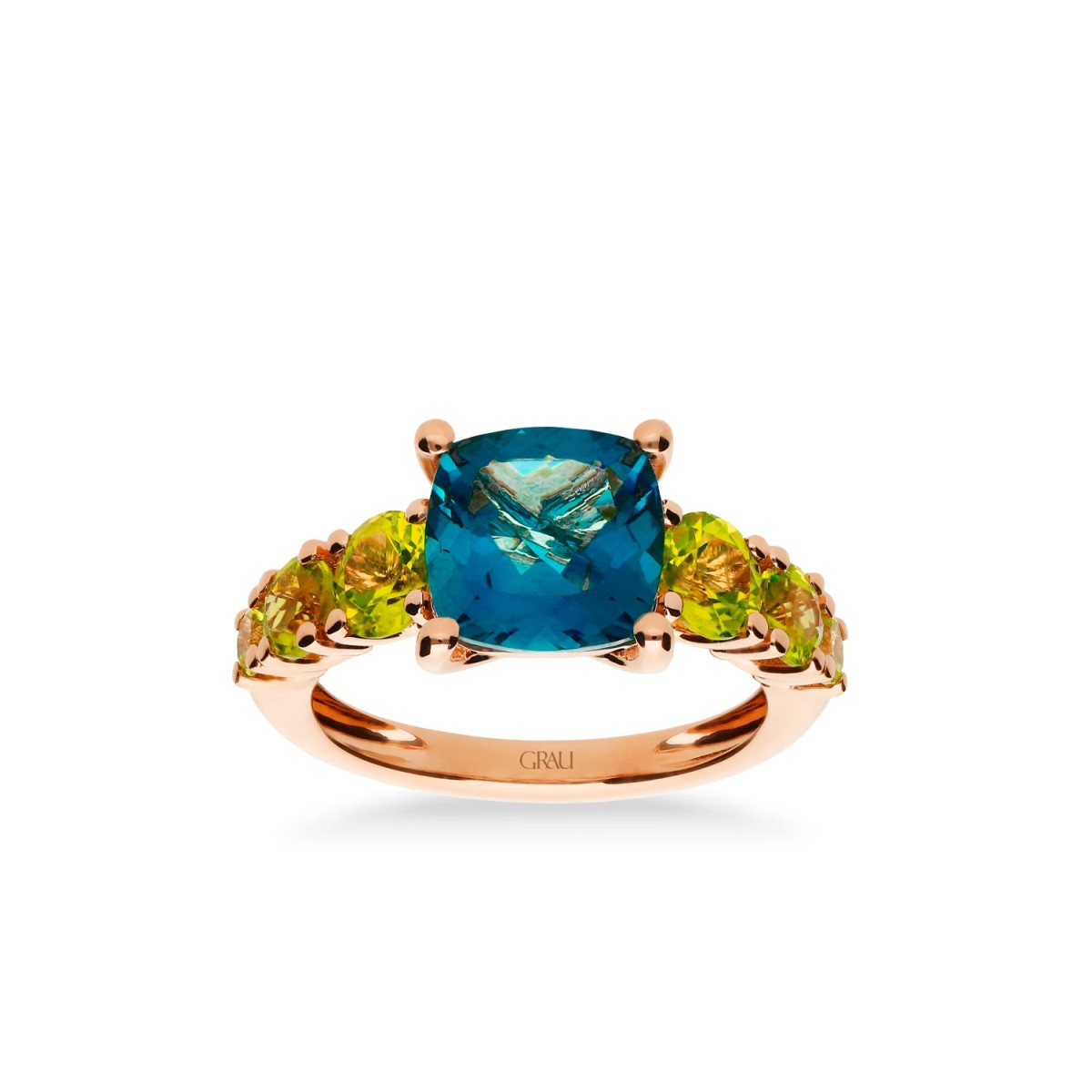 Rose Gold Ring with London Topaz and Peridot