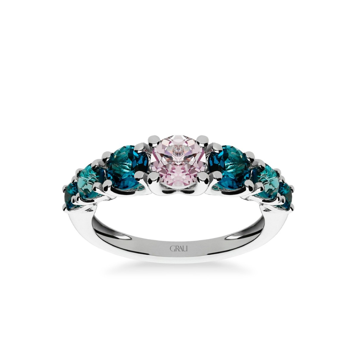 White Gold Kunzite and London Topaz Ring