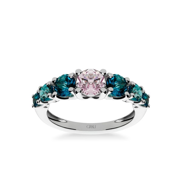 White Gold Kunzite and London Topaz Ring