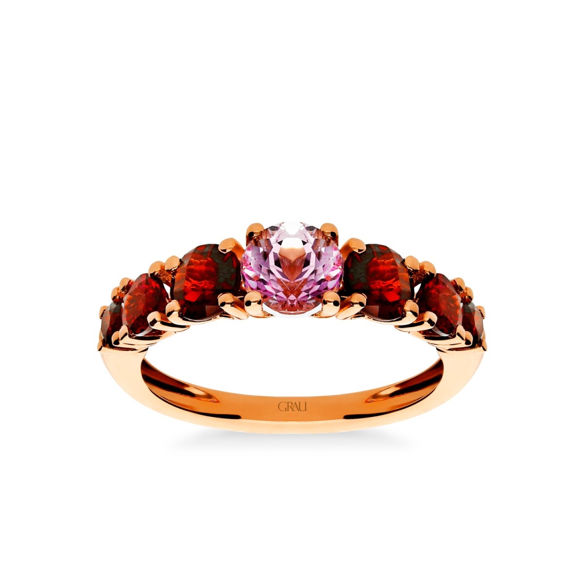 Kunzite and Rhodalite Rose Gold Ring - Joyería Online Grau