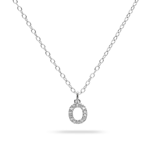 Collar Inicial “O” en Oro Blanco con Diamantes