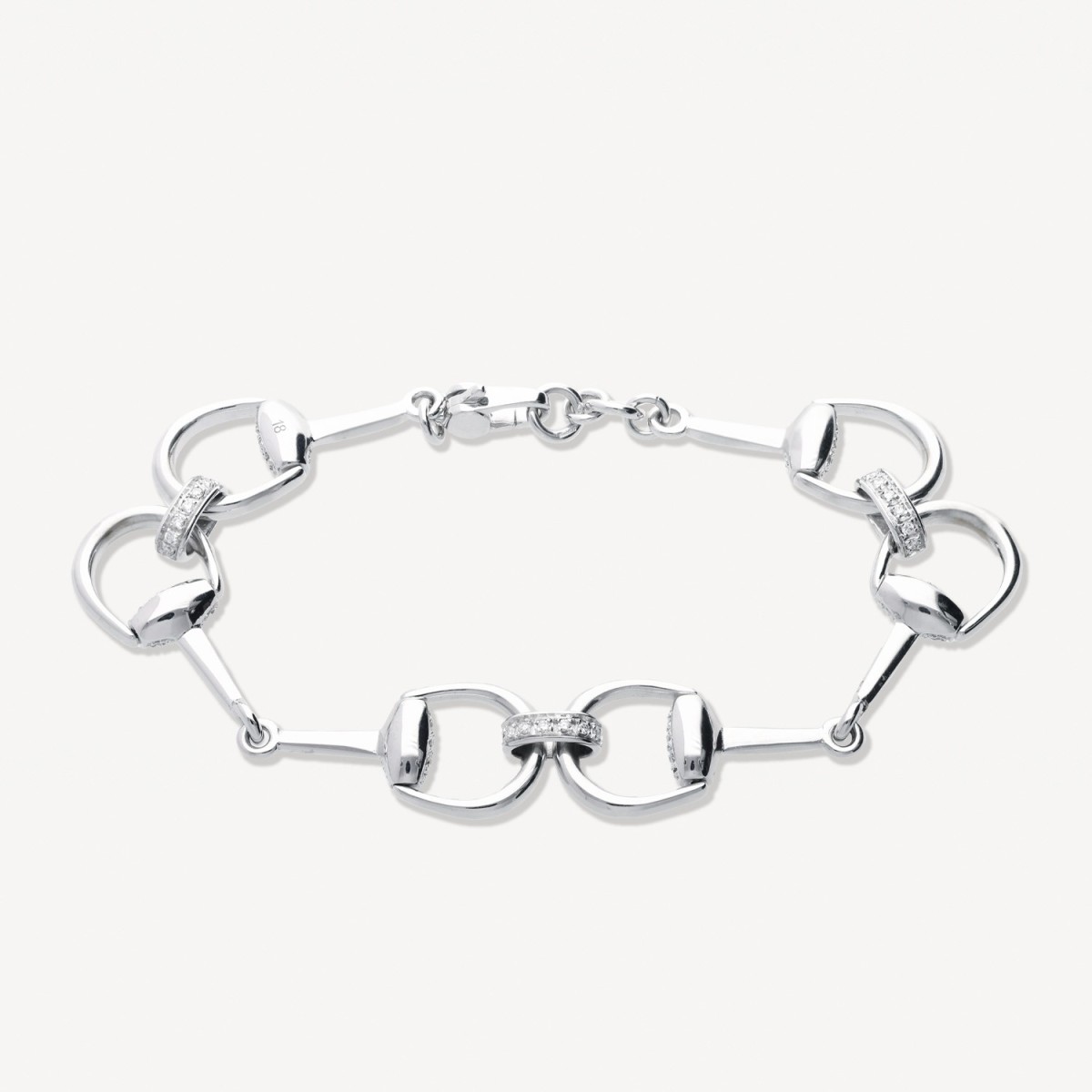 Gucci Horsebit 18k White Gold Diamond Bracelet