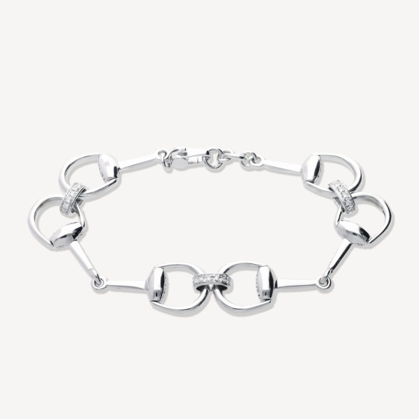 Gucci Horsebit 18k White Gold Diamond Bracelet