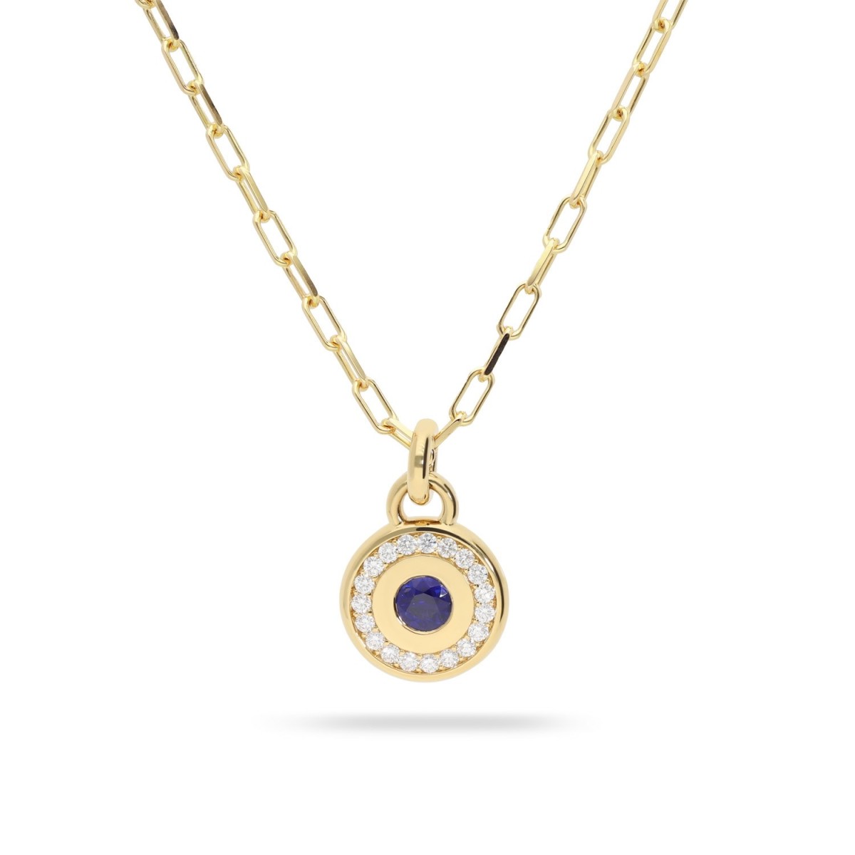 Collar Grau de Oro Amarillo con Diamantes y Zafiro Azul