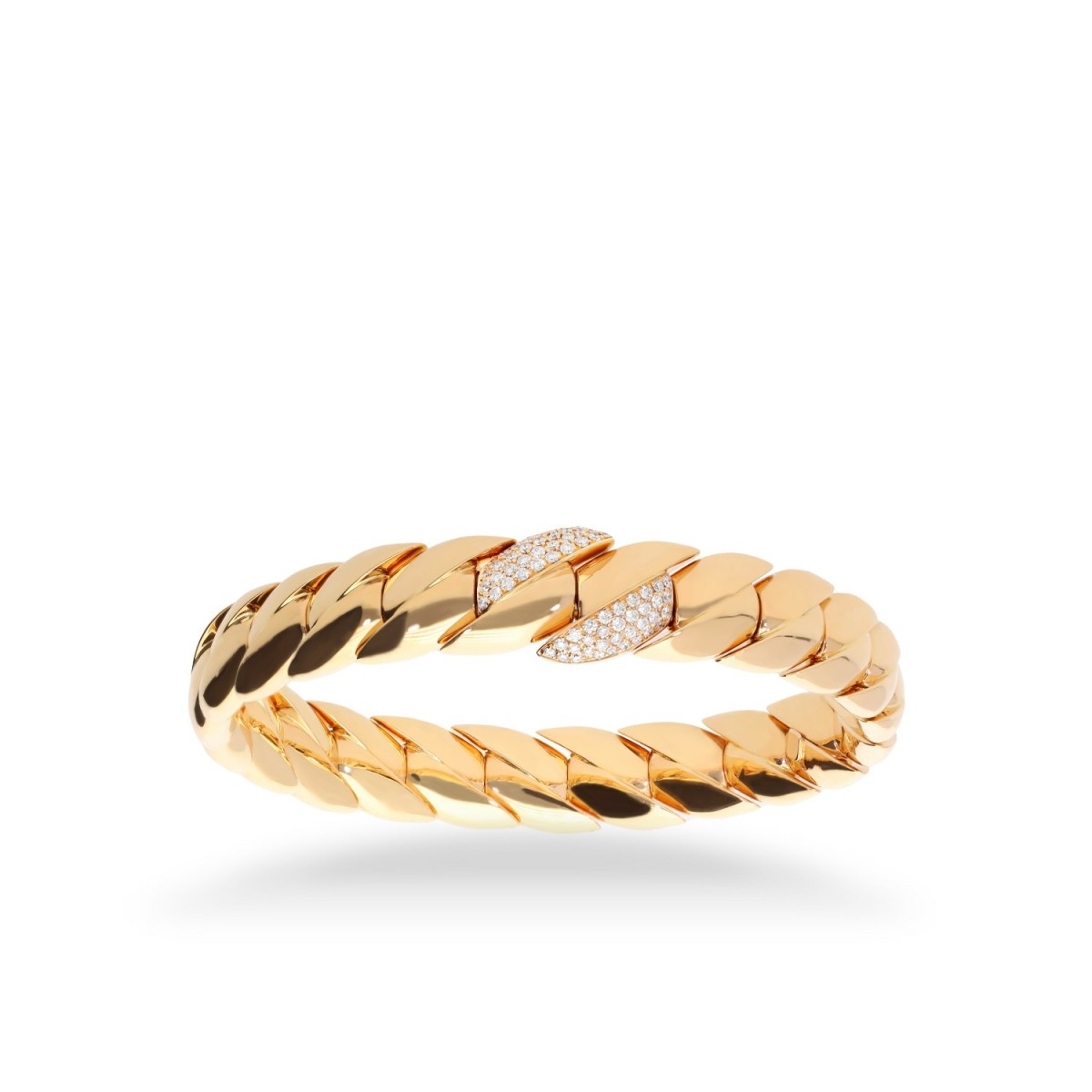 Pulsera Esclava Grau de Oro Rosa con Pavé de Diamantes