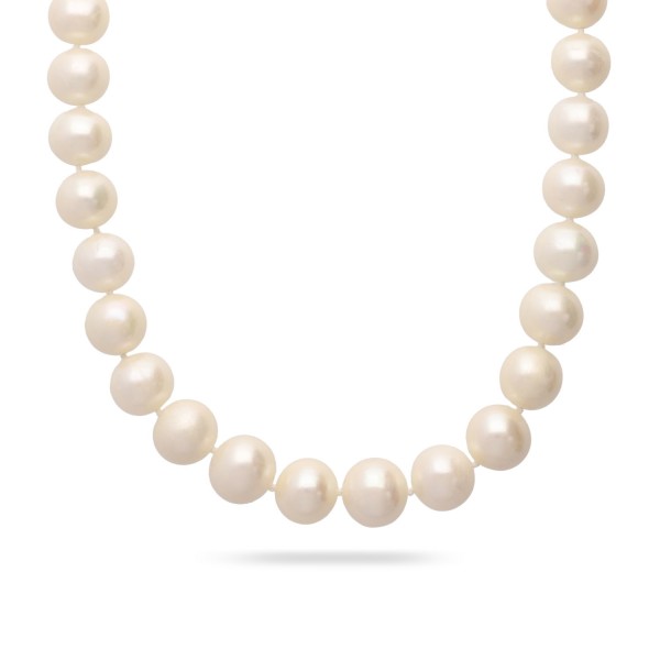 Collar Grau de Perlas Chinas con Cierre de Oro Blanco