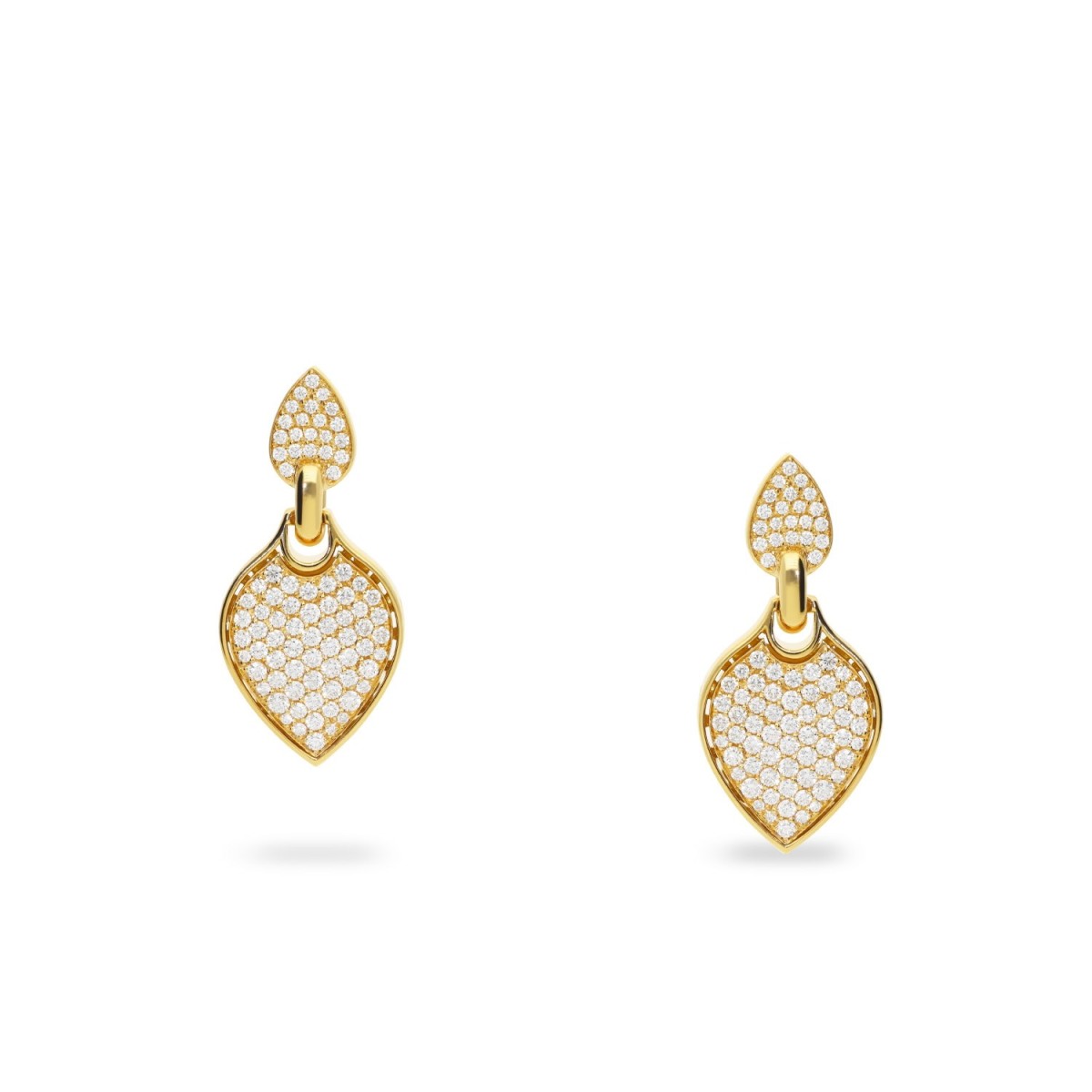 Grau Yellow Gold Earrings with Diamond Pavé