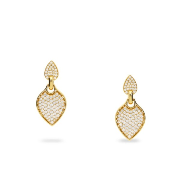 Grau Yellow Gold Earrings with Diamond Pavé