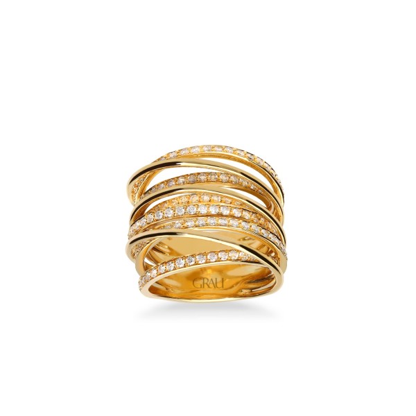 Anillo Cruzado Grau de Oro Amarillo con Diamantes