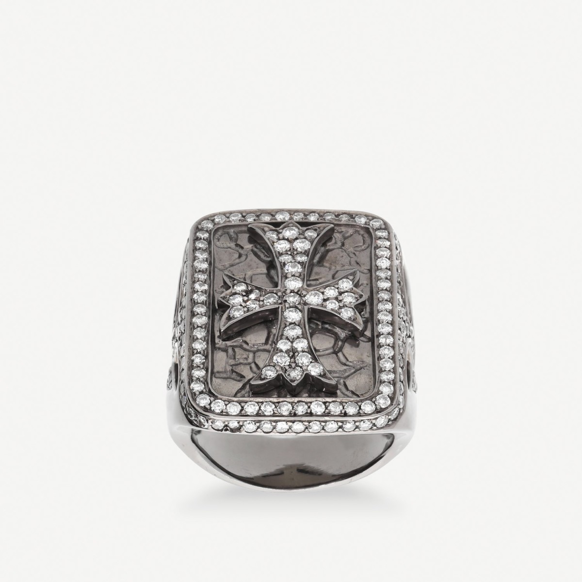 Grau Silver Diamond Cross Ring – Size 55