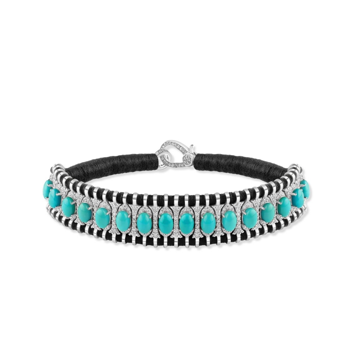 Polsera Santos negra amb Diamants i Turquesa