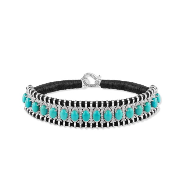 Polsera Santos negra amb Diamants i Turquesa