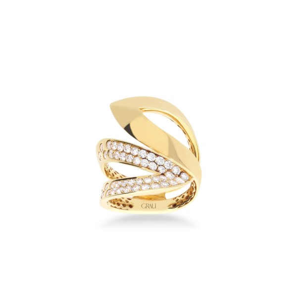 Grau yellow gold wrap ring with pavé diamonds