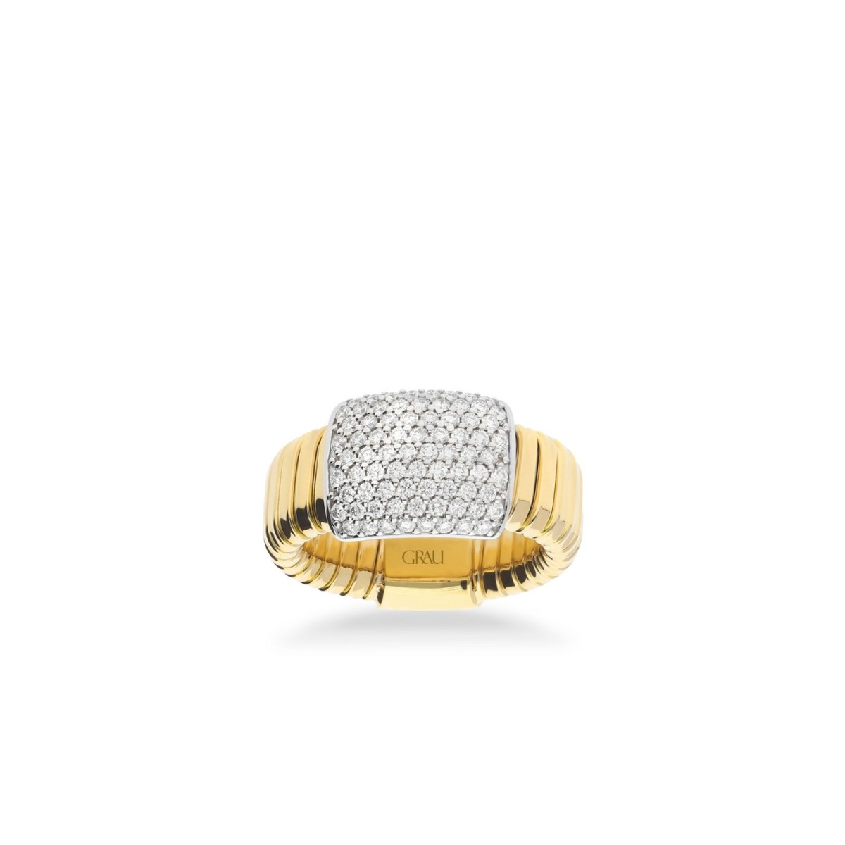 Anell Tubogas d’or groc amb diamants pavé