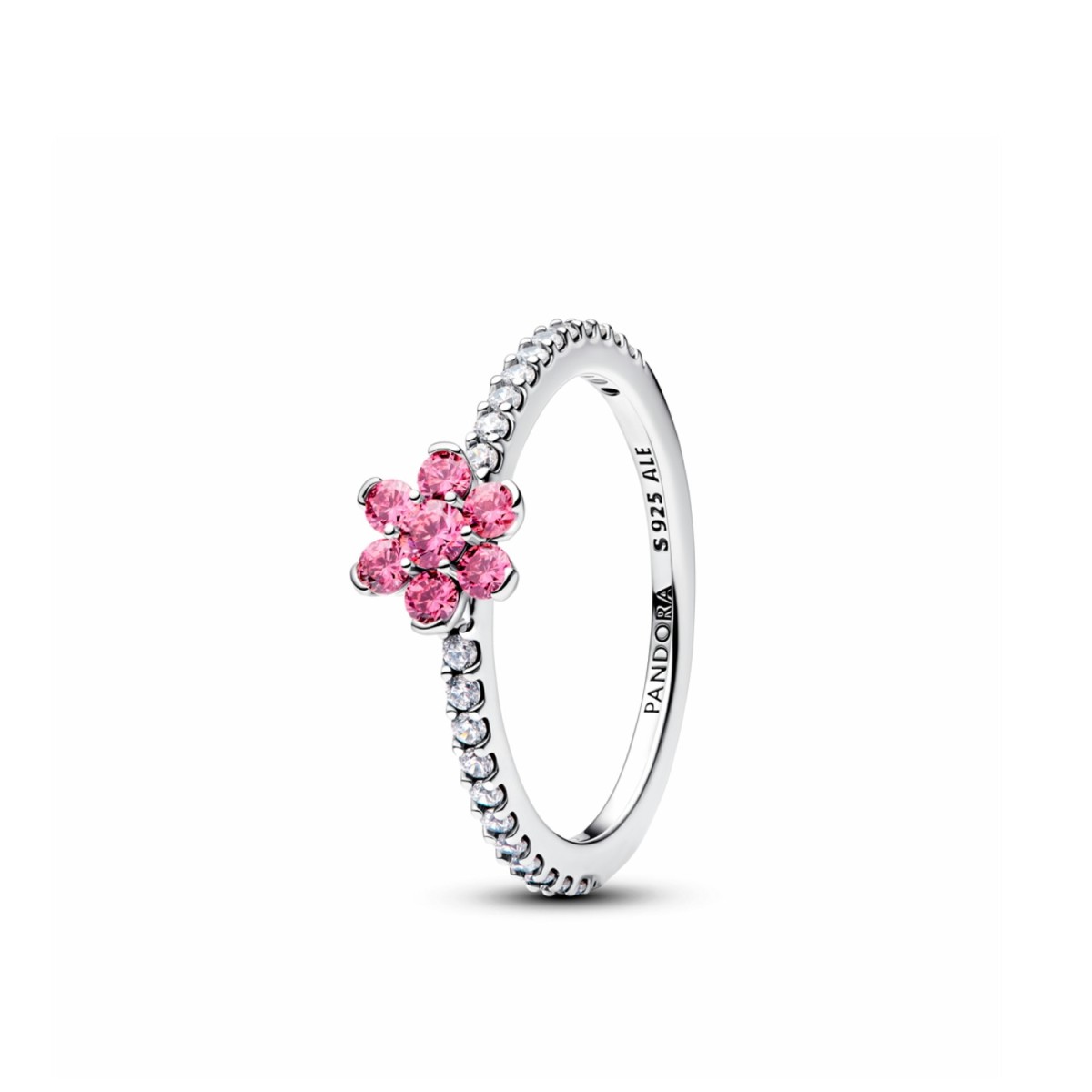 Anell floral Pandora amb circonites Rosa