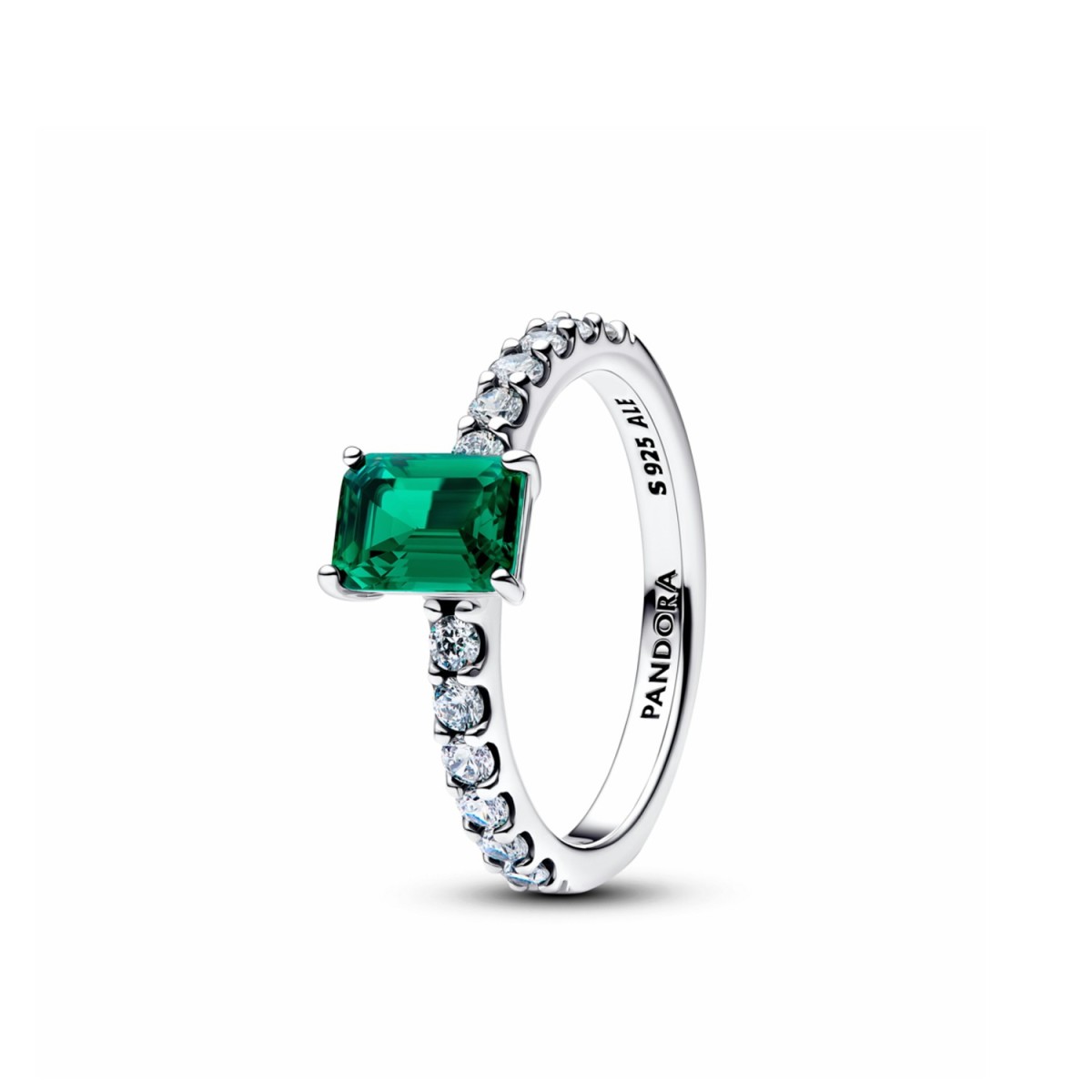 Anell Pandora Halo Rectangular Verd