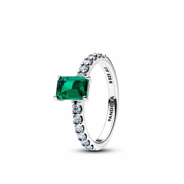 Anell Pandora Halo Rectangular Verd