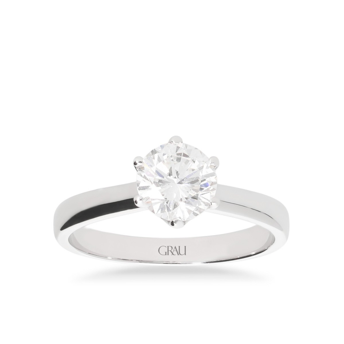 Atenas Solitaire Ring White Gold Grau