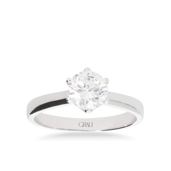 Atenas Solitaire Ring White Gold Grau