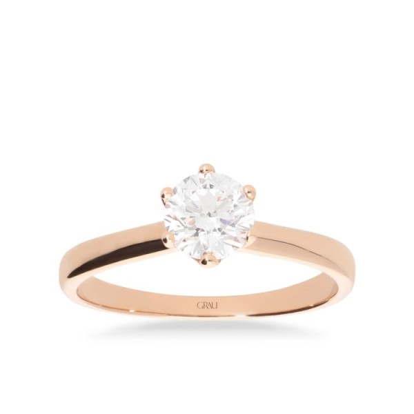 Atenas Solitaire Ring Rose Gold Grau