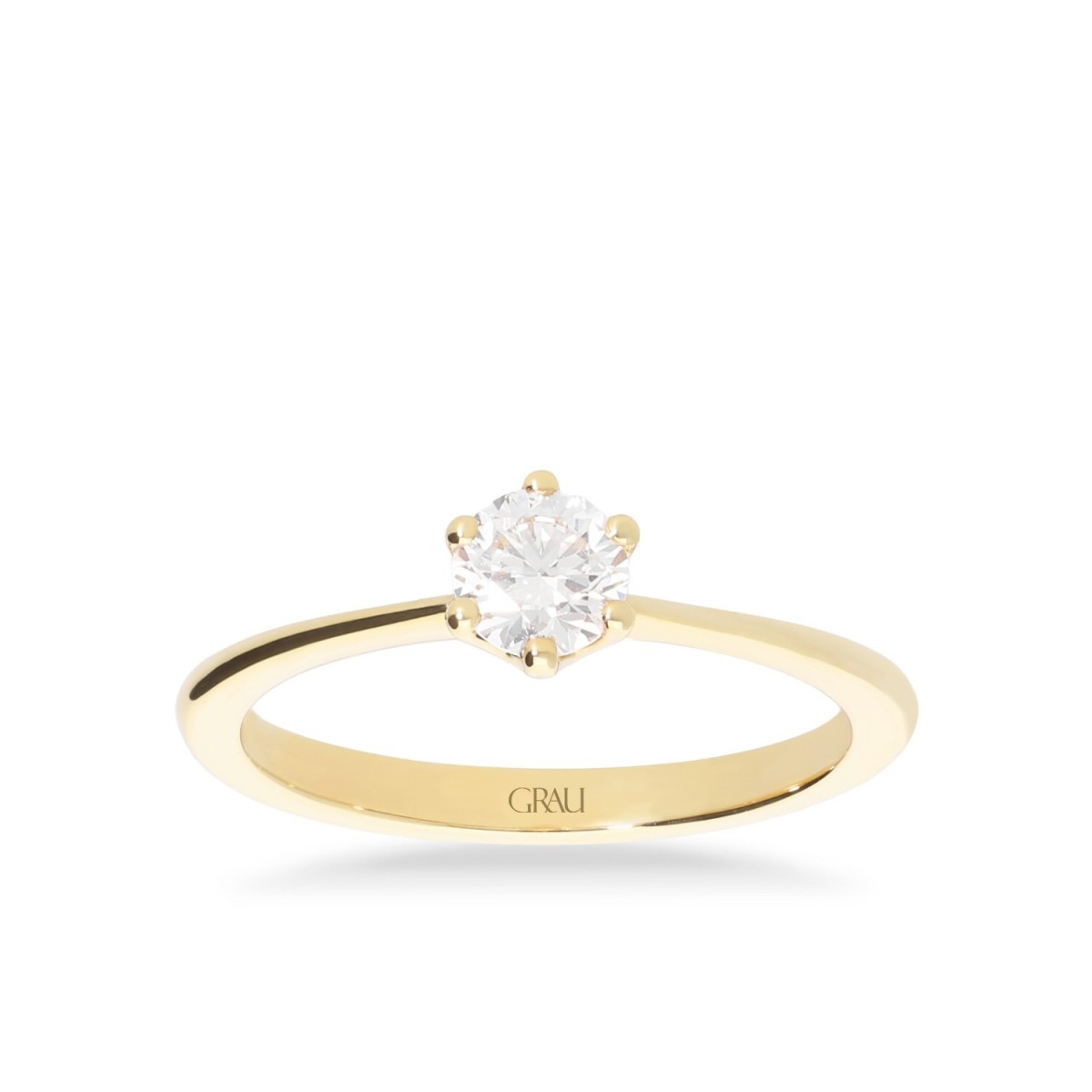 Corona Solitaire Ring Yellow Gold Grau