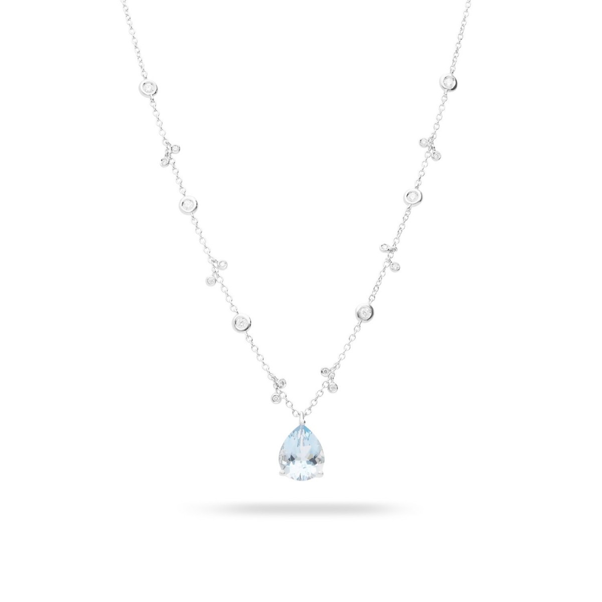 Aura Cherry Aquamarine Necklace White Gold Grau
