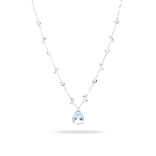 Aura Cherry Aquamarine Necklace White Gold Grau