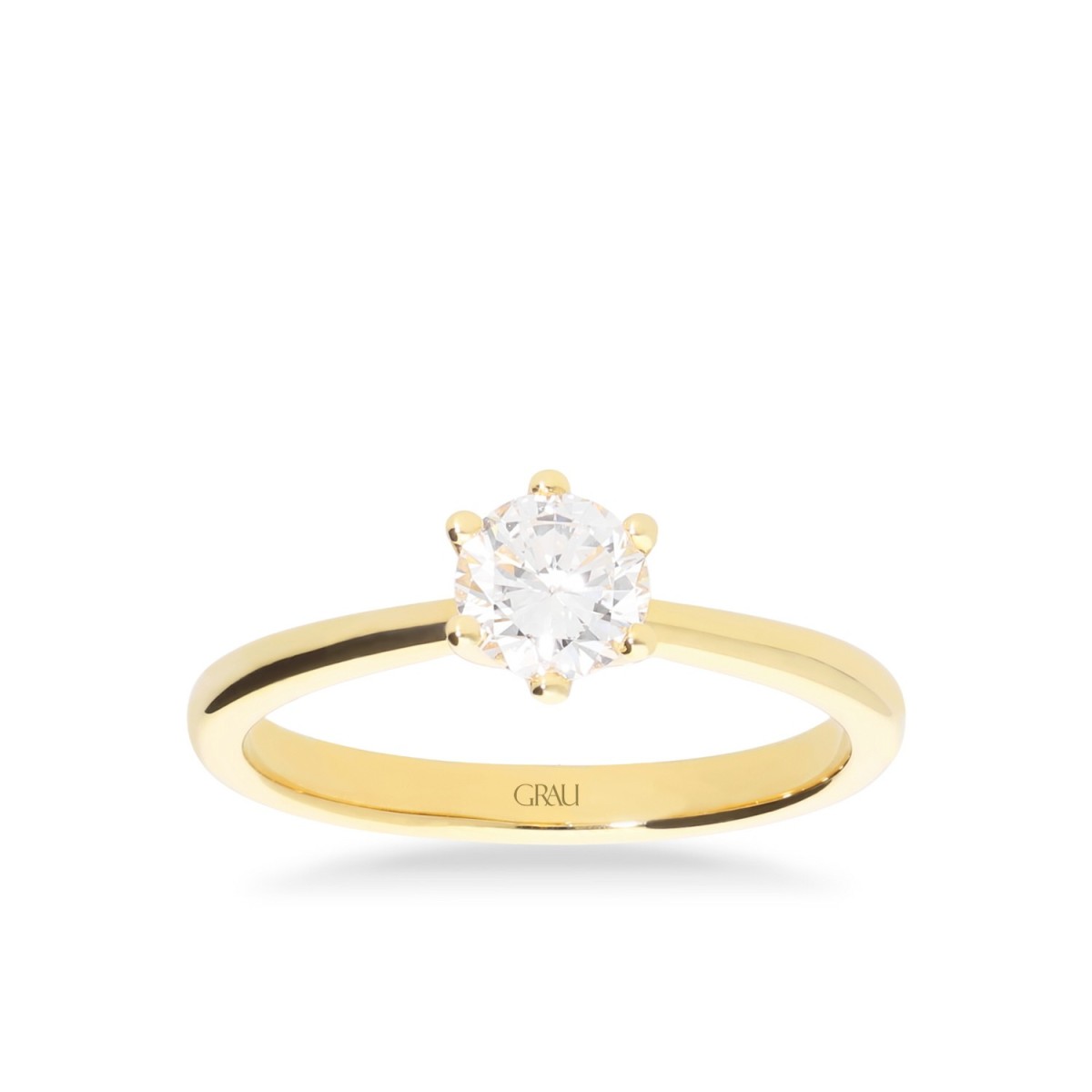 Atenas Solitaire Ring Yellow Gold Grau