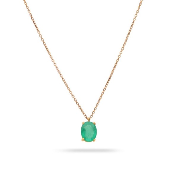 Oval Emerald Necklace Rose Gold Grau