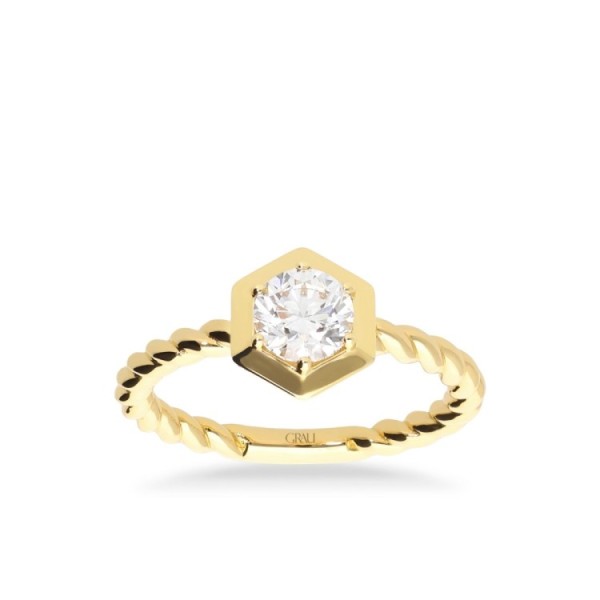 Diamond Solitaire Yellow Gold Grau