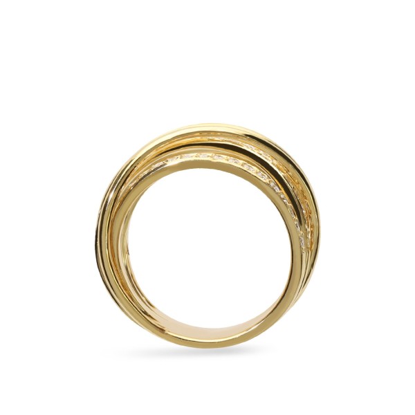 Anillo Cruzado Grau de Oro Amarillo con Diamantes