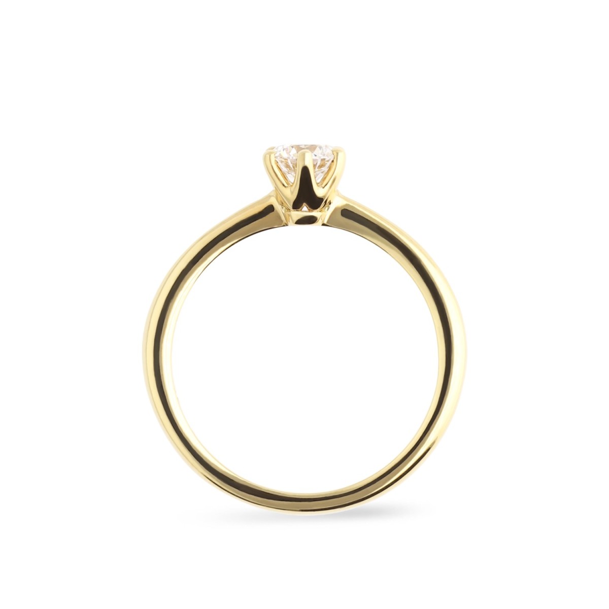 Corona Solitaire Ring Yellow Gold Grau
