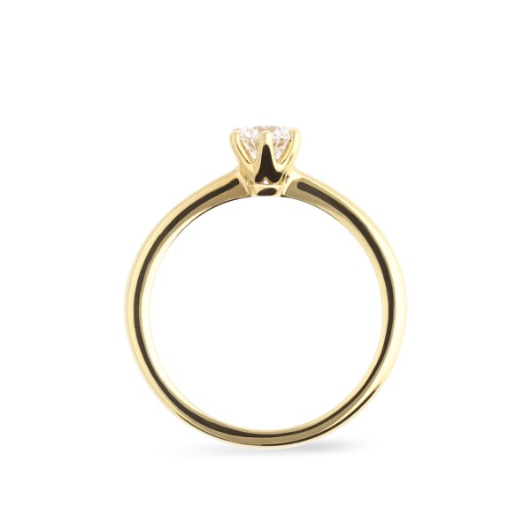 Corona Solitaire Ring Yellow Gold Grau