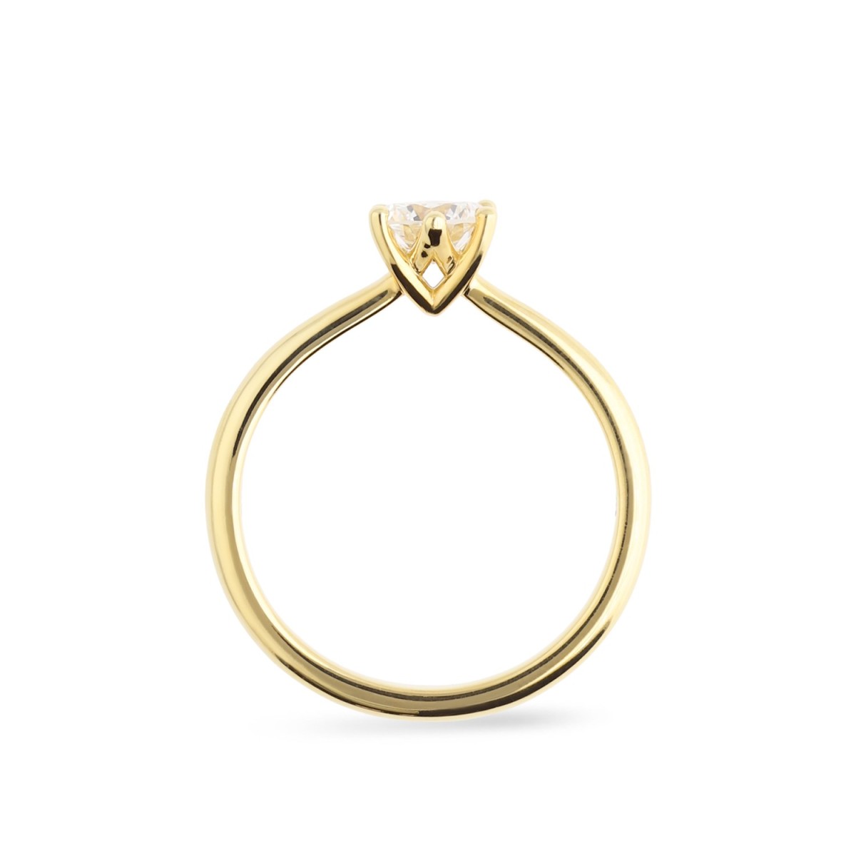 Atenas Solitaire Ring Yellow Gold Grau