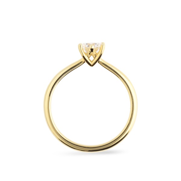 Atenas Solitaire Ring Yellow Gold Grau