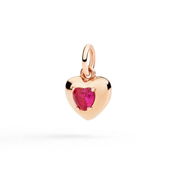DoDo Heart Charm in Rose Gold and Synthetic Ruby