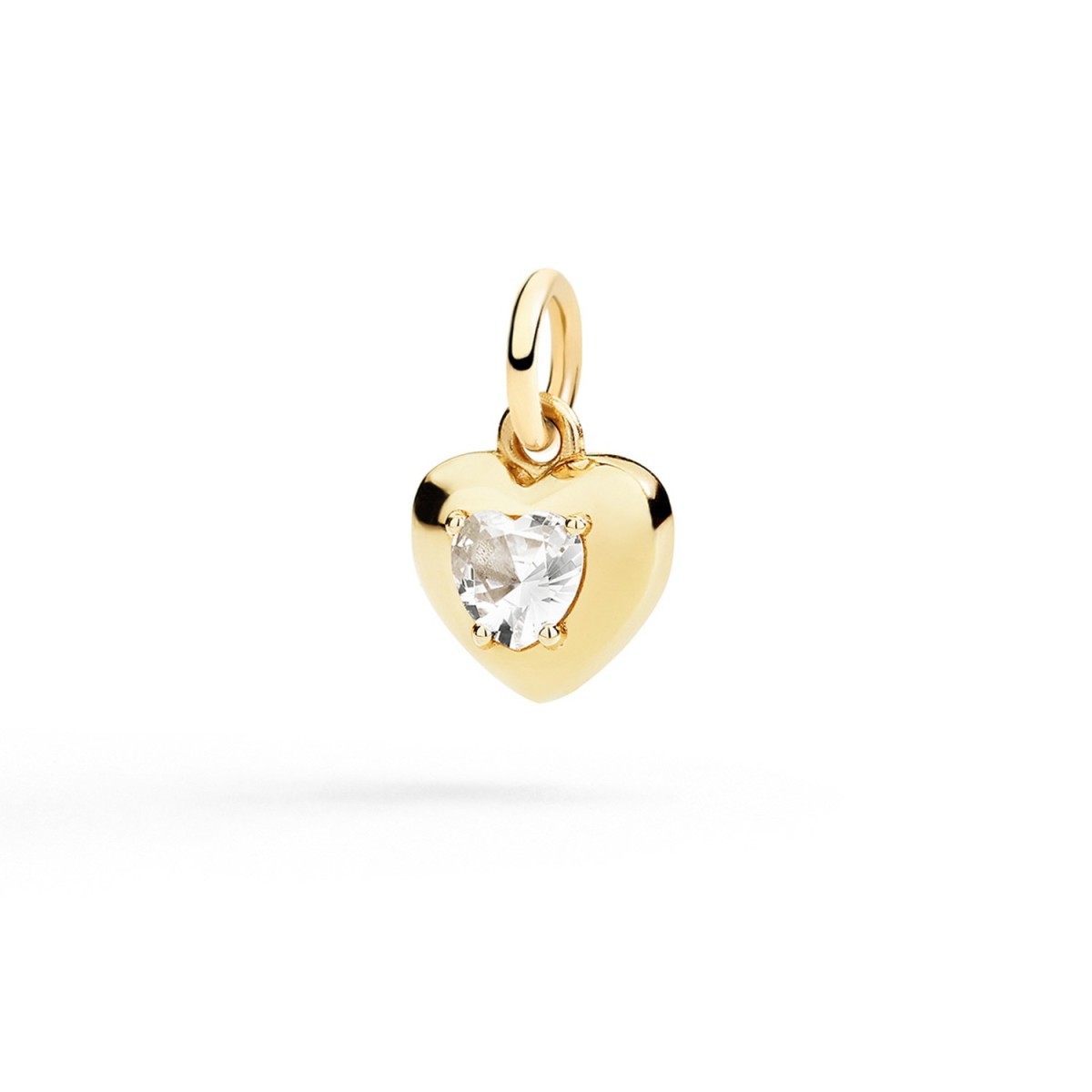 Heart Charm in Yellow Gold and Synthetic Sapphire