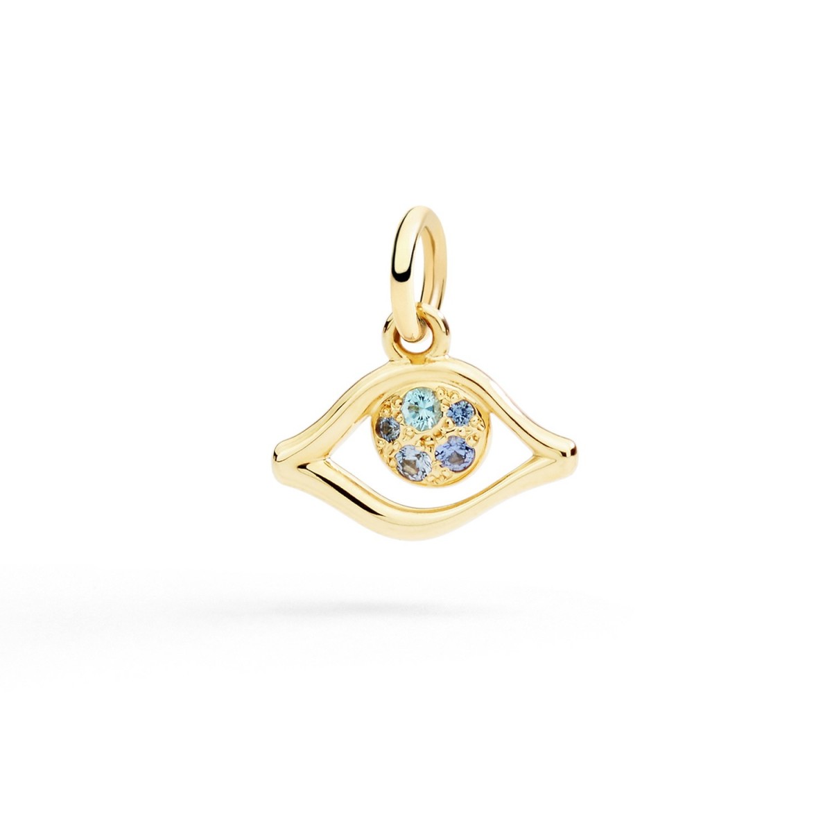 Eye Charm in Yellow Gold with Sapphires and Topazes