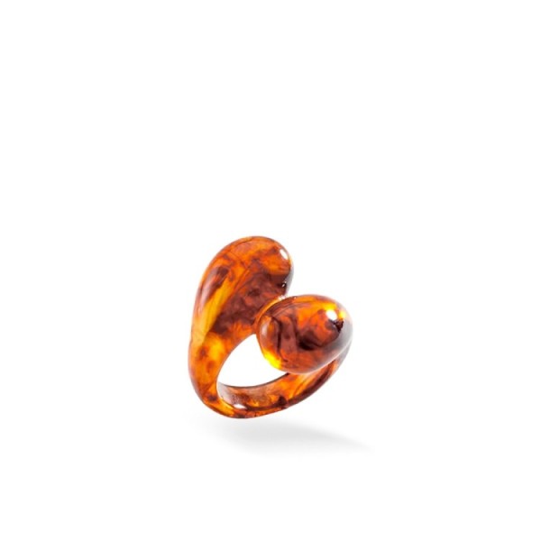 Anillo doble gota resina Calma marrón Agatha