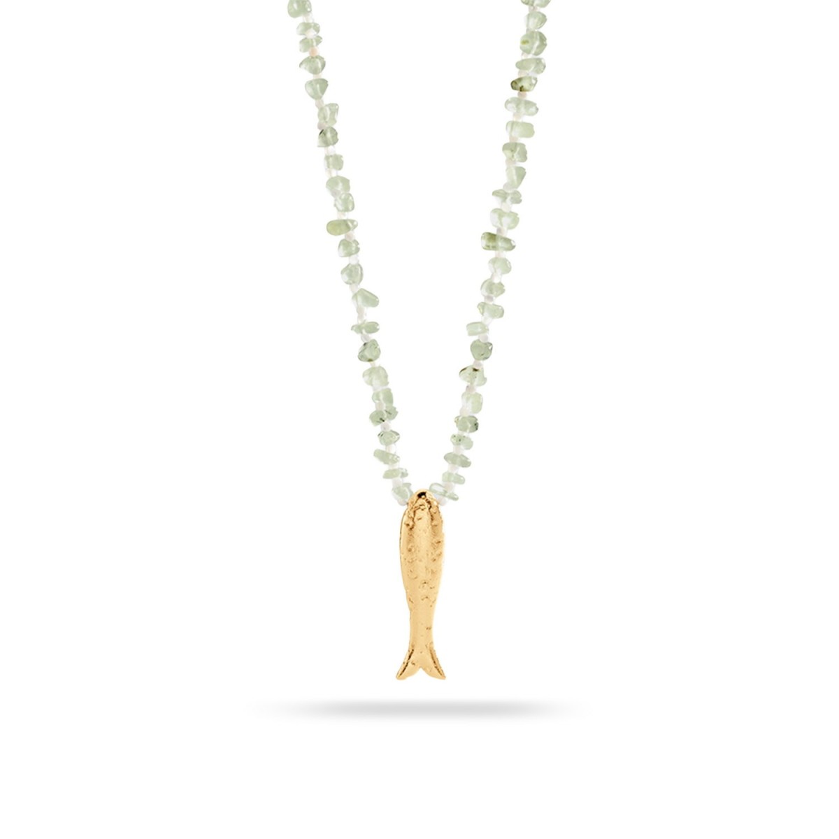 Collar corto piedras verdes pez colgante Calma Agatha