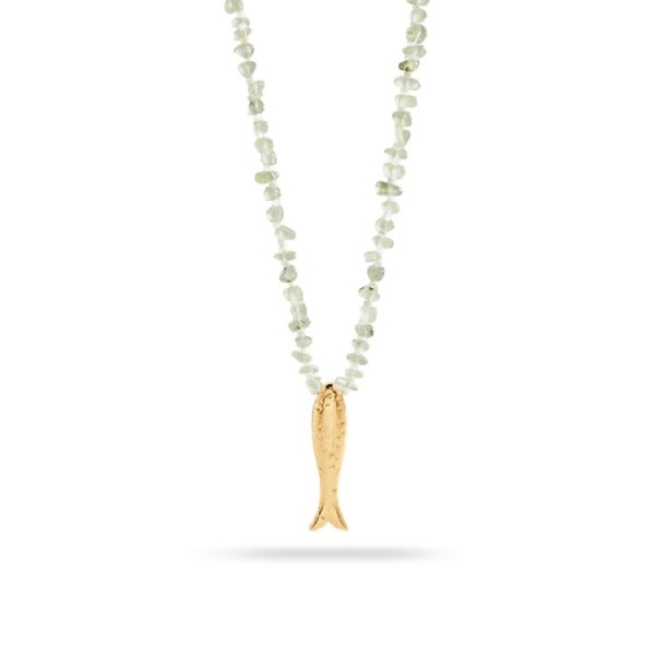 Collar corto piedras verdes pez colgante Calma Agatha