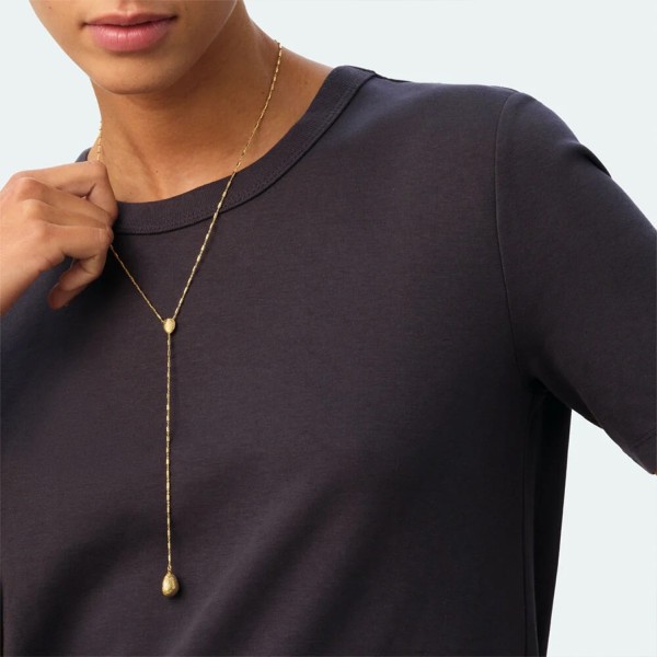 Collar largo forma Y gota texturizada Calma Agatha
