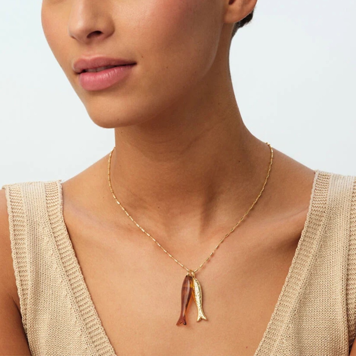 Collar largo peces Agatha | Joyería Grau Online