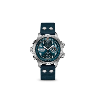 Reloj Hamilton Watch Khaki Aviation de acero y correa azul