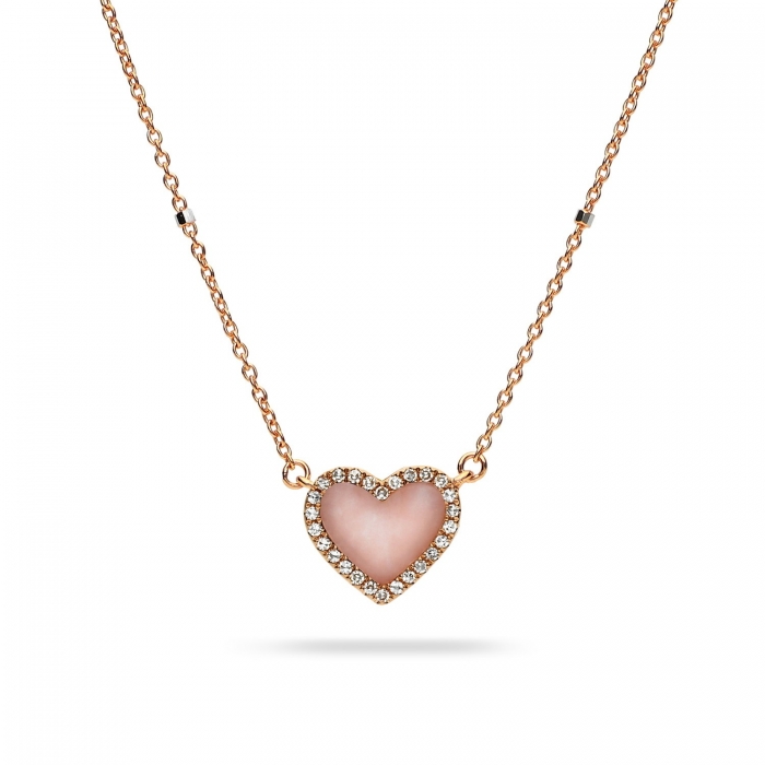 Halo Heart Pink Agate Necklace
