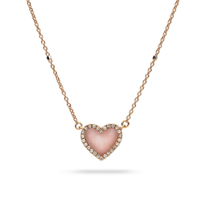 Halo Heart Pink Agate Necklace