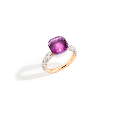 Rose Gold Ring with Diamonds and Amethyst Pomellato