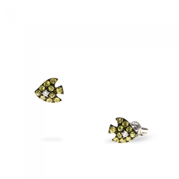 Yellow angel fish mini earrings