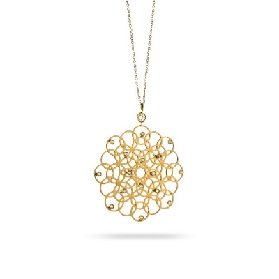 Rose gold and diamonds necklace big Mandala