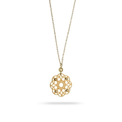 Rose gold and diamonds necklace small Mandala